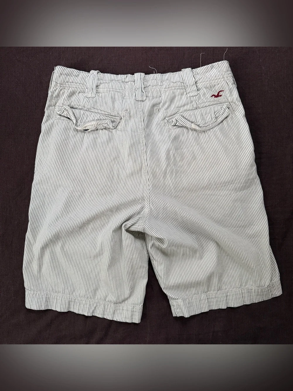 Y2K Hollister California Striped Chino Shorts Mens 31 Button Fly Preppy